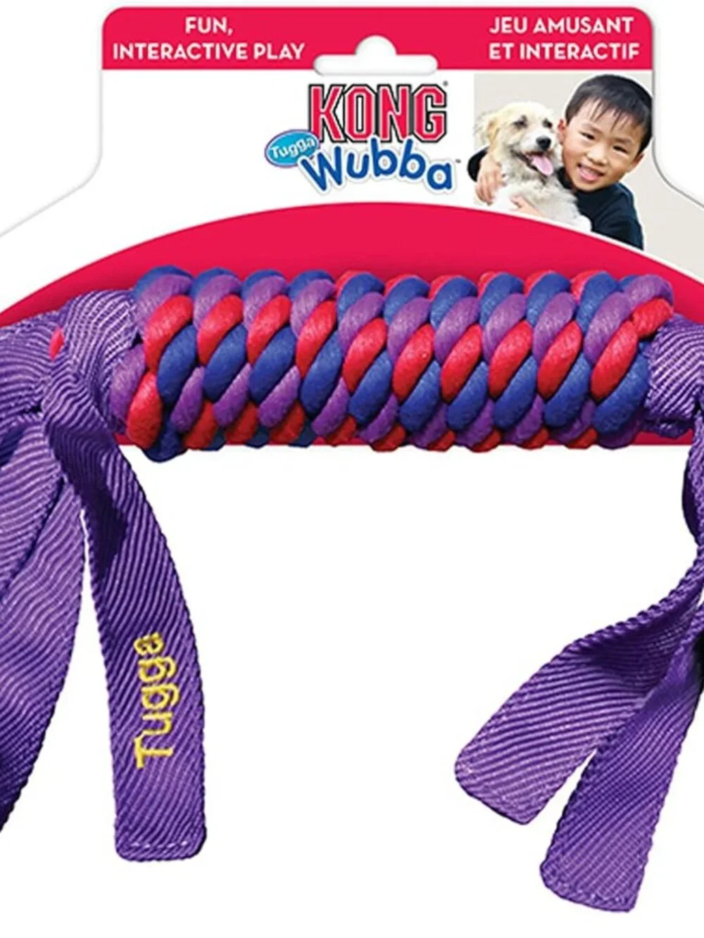 KONG Tugga Wubba Small Dog Toy Ballistic Nylon Rope Tug Fetch Toy